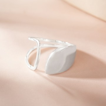 [925純銀]靜流幾何開口戒指【SL1048】-銀