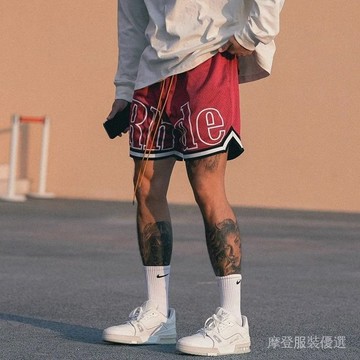 🍁男裝夏季🍁運動短褲男 美式短褲 嘻哈 三分短褲 大尺碼短褲男 寬鬆網眼速幹五分褲 四分訓練褲 籃球褲跑步健身短褲 FN