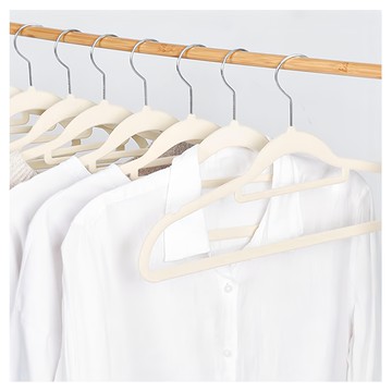 Life 360度旋轉無痕防滑植絨衣架 42cm  米白色  20個