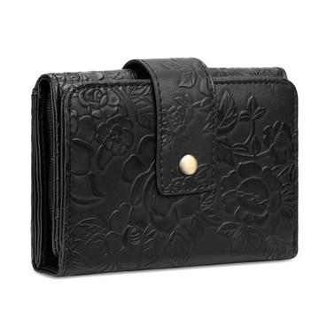 Sp house 時尚雕花女款三折皮夾錢包短夾(4色可選)