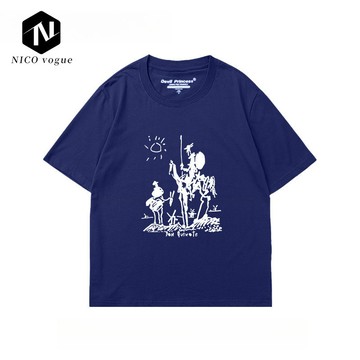 【Nico】100%純棉 復古 韓版上衣 女生上衣 短袖T恤女 潮牌 夏天衣服 寬鬆衣服 上衣 短袖T恤男 衣服女 短袖