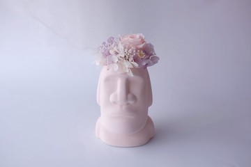 【摩艾巨人】 粉色/黃色/灰色/不凋花/永生花/乾燥花/盆栽