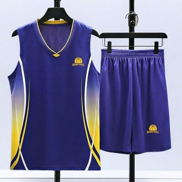 2號倉庫 夏季冰絲 運動套裝 夏季休閒無袖歐美風籃球服套裝運動服大紅球衣球褲整套學生訓練服