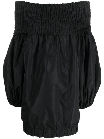 Patou - off-shoulder puff-sleeve dress - women - Polyester - 38 - Black