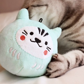 祈福達摩貓草球－身體壯(綠)　HitoCat 吉豆貓