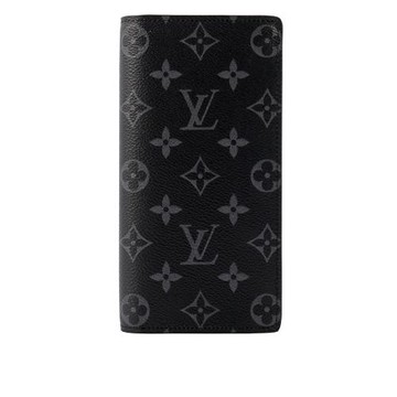 LV Monogram Brazza 側拉鍊對開長夾(黑灰)