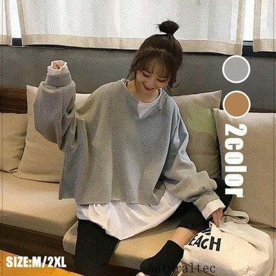 スウェットレディース トレーナー 韓国 トップス 長袖 無地 プルオーバー 切り替え カジュアル 着痩せ お出かけ 代30代40代 通販 Lineポイント最大get Lineショッピング