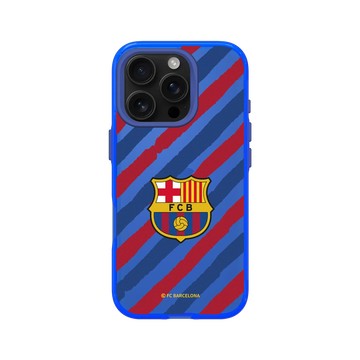 iPhone 16 Pro Clear 激光藍 - FC Barcelona - Logo - Striped Background
