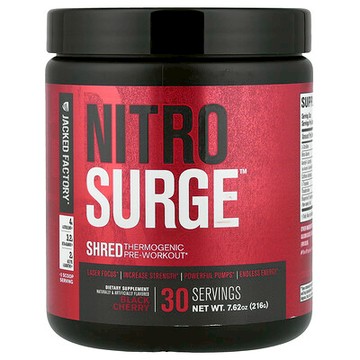 Jacked Factory, Nitro Surge，Shred 鍛鍊前生熱產品，黑櫻桃味，7.61 盎司（216 克）