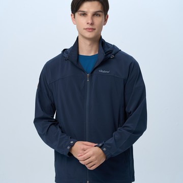 【WILDLAND荒野】男彈性環保紗抗UV山旅外套經典藍