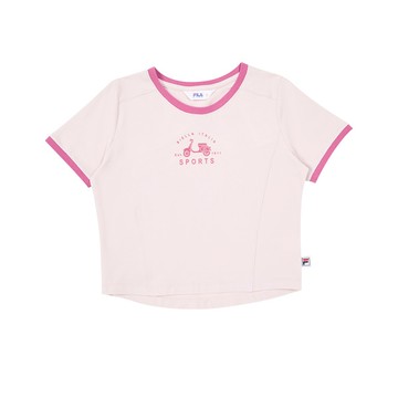 FILA KIDS 女童短袖圓領T恤-粉紅霜 5TEA-4444-PK