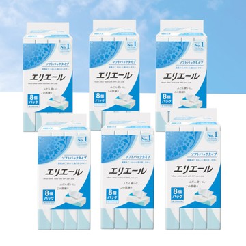 日本大王 elleair柔膚抽取式面紙-輕巧包(160抽x8包)x6袋 (箱購)
