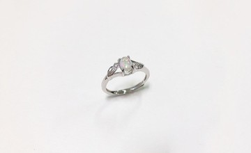 蛋白石戒指 925純銀 手工鑲嵌