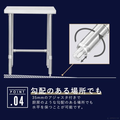 ステンレス 作業台 三方枠 業務用 調理台 750×600×800 板厚1.2mmモデル