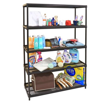 【品樂生活】45X120X238CM 耐重菱形網五層架 烤漆霧黑/置物架/波浪架/收納架/鐵力士架/鐵架