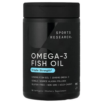 Sports Research, Omega-3 魚油，三倍功效，90 粒軟凝膠