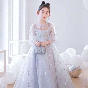 女童晚禮服高端生日公主裙兒童花童主持人鋼琴演奏演出服超仙紗裙