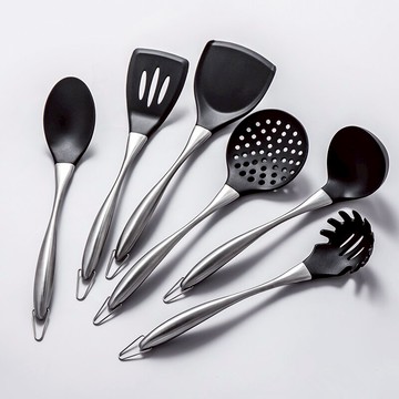 不銹鋼硅膠鍋鏟漏鏟漏勺湯勺煎炒菜鏟子家用耐熱廚房餐具廚具套裝