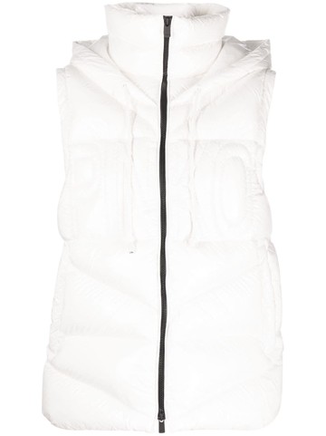 PINKO - padded detachable-hood waistcoat - women - Polyamide/Polyamide/Polyester/Polyurethane - M - White