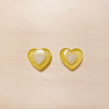 復古黃糖果愛心耳環