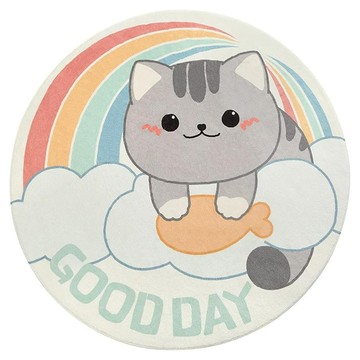 Arbor Home 喬木居家 彩虹貓 仿羊絨圓形地毯 直徑80cm  80cm