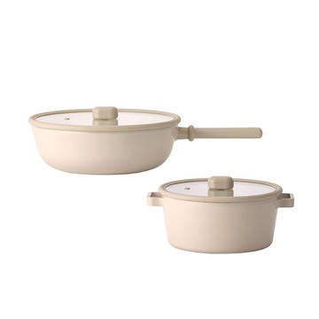 經典ChouChou咻咻系列鑄造鍋具2件組(全覆底/不挑爐具，瓦斯爐電磁爐可用)