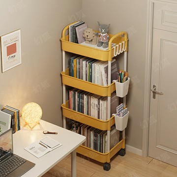可移動書架置物架兒童玩具收納架家用小推車帶輪簡易多層閱讀書柜