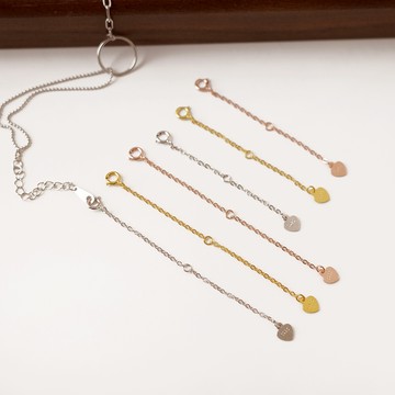 [純銀.心形加長鏈] 項鍊手鍊延長 配件【UME】DIY配件/彈簧扣/純銀鍊/S925純銀