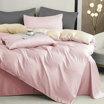 J-bedtime 床寢時光 高質感素色石墨烯 天絲床包枕套 4件組 SPM7669L-H  質感藕  Queen Size  床包 + 被套 + 枕套 2個