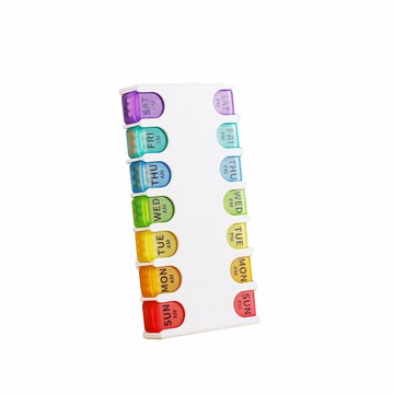 上手家居 藥盒分裝盒 14格 透明彩色 可拆卸攜帶 早晚AM/PM標示  1組