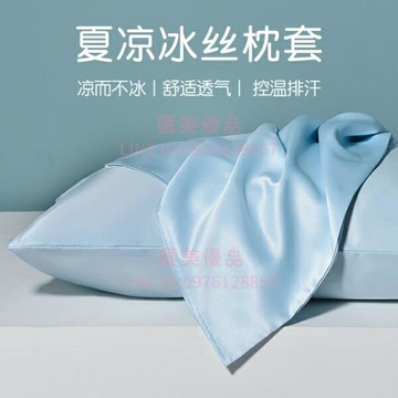 枕頭套冰絲單個48cmx74cm冰絲枕套一對裝家用成人枕頭套巾男【聚寶屋】