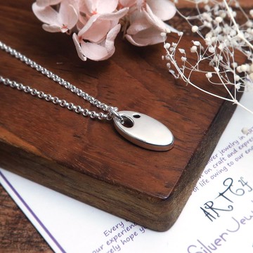 雪的記憶 925純銀項鍊 橢圓形 女款 16吋 女生項鍊 情人節禮物