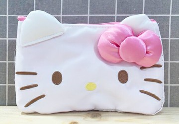 【震撼精品百貨】Hello Kitty 凱蒂貓 Hello Kitty日本SANRIO三麗鷗KITTY化妝包/筆袋-蝴蝶結大臉*45341 震撼日式精品百貨