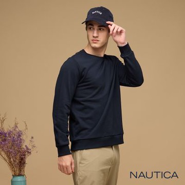 Nautica  男裝 經典休閒運動長袖T恤-黑色