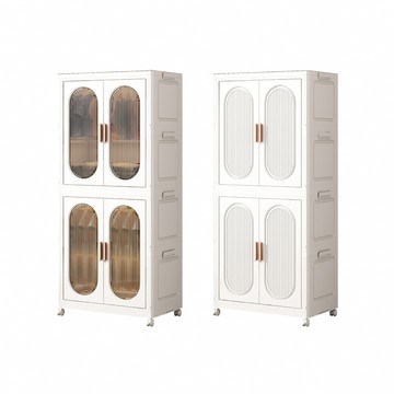 【好氣氛家居】70面寬雙開摺疊收納帶輪掛衣櫃/收納櫃(2款任選)2大開透明