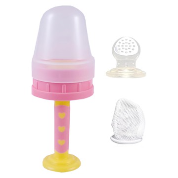 ange 二階段果汁棒 + 矽膠網 - 給寶寶新鮮美味的果汁  粉色  1個