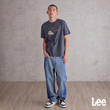 Lee 男款 601 舒適中腰牛仔寬褲 中藍洗水