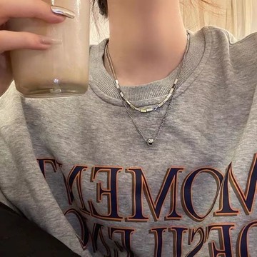 免運🔥冷淡風小衆雙層疊戴項鍊女ins風個性時尚甜酷配飾秋冬百搭衛衣鏈防過敏 項鏈 項錬女 生日禮物 飾品 銀飾 簡約防