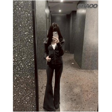 口碑推薦 長袖衛衣+長褲 兩件套 長袖衛衣 開衫衛衣 外套 保暖外套 冬天外套 褲子 長褲 休閒褲 韓國套裝 現貨直出