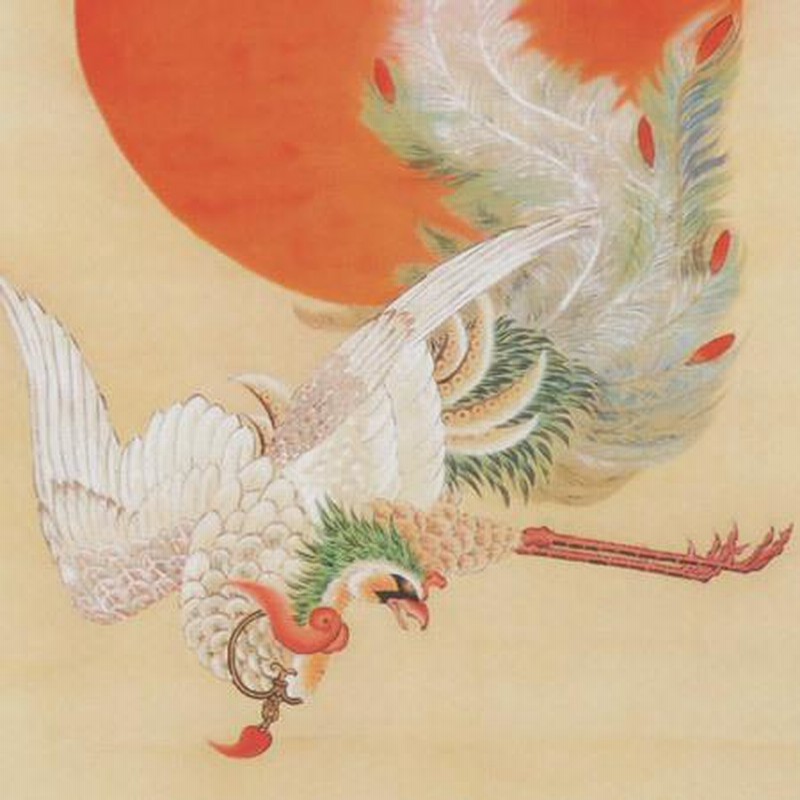 伊藤若冲 掛け軸 日出鳳凰図 【掛軸】【一間床・半間床