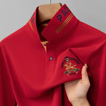 【新款熱賣】重磅絲光棉春秋新款男士Polo衫透氣吸汗刺繡小馬標多色可選休閑衫