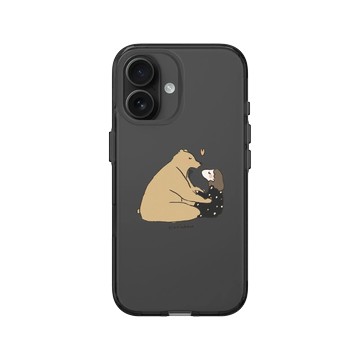 iPhone 16 Clear (相機按鈕) 酷墨灰 - 咻咻熊 XiuXiubear - 親一個
