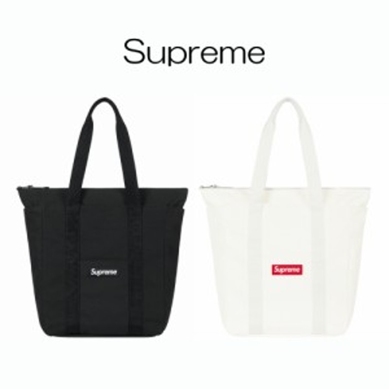 正規品 シュプリーム Supreme Canvas Tote Black White ブラック