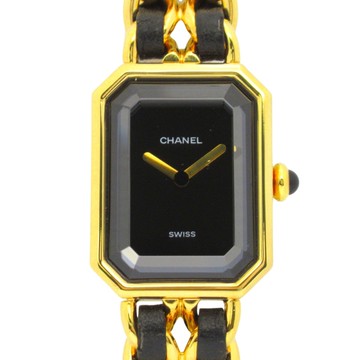 CHANEL 香奈兒 Premiere XL 石英腕錶 黑色錶盤 鍍金 皮革錶帶 H0001 【二手名牌BRAND OFF】