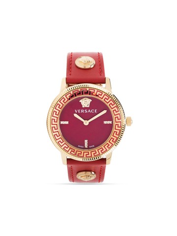 Versace - V-Tribute Medusa 36mm - women - Calf Leather/stainless steel/glass/Sapphire - One Size - Red