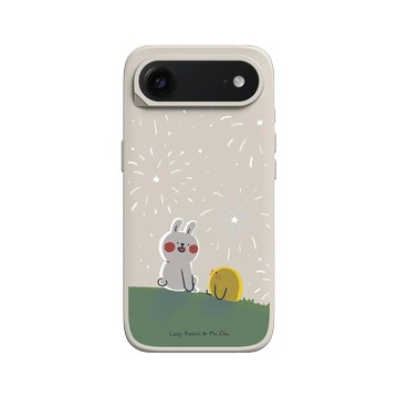 iPhone Air SolidX 貝殼灰 - 懶散兔與啾先生 Lazy Rabbit and Mr.Chu - 煙火