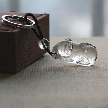 正品天然白水晶老鼠吊墜 水晶老鼠掛墜鑰匙扣吊墜生肖老鼠吊墜1入