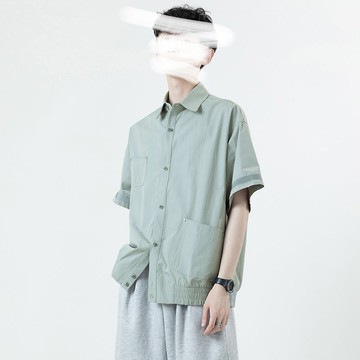 鬆緊襬落肩襯衫