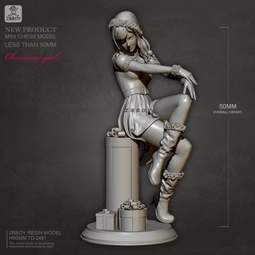 H50mm YUFAN監制 圣誕女孩  樹脂兵人白模 TD-2481