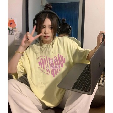 【林木木】100%純棉 寬鬆上衣 短袖衣服 休閒上衣 正韓 t恤 古著T恤 潮流衣服 藏肉上衣 夏天衣服 運動上衣